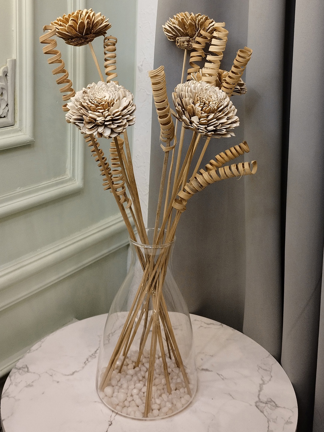

Myntra Elegant Homes Beige 1 Bunch Dahlia Palm Artificial Flower