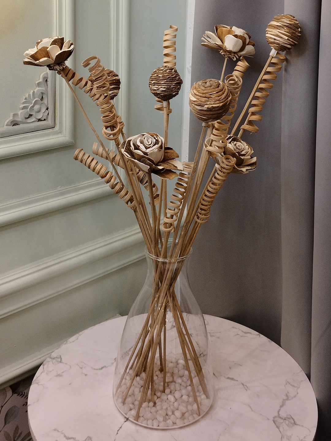

Myntra Elegant Homes Beige 1 Bunch Rose Palm Artificial Flower