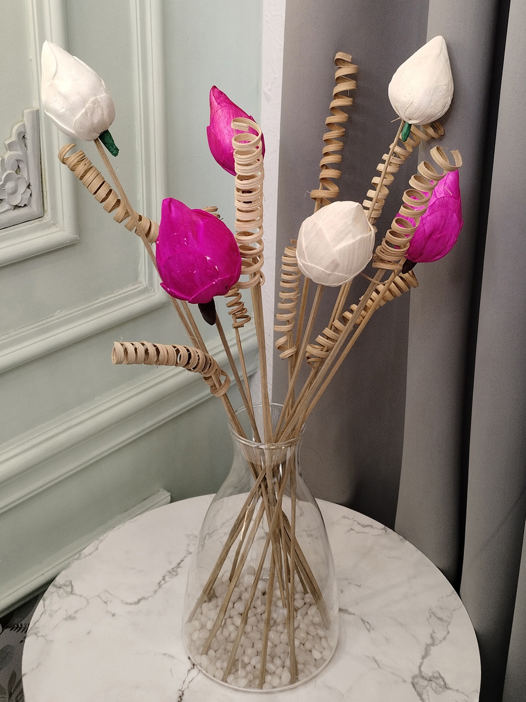 

Myntra Elegant Homes Beige 1 Bunch Lotus Palm Artificial Flower