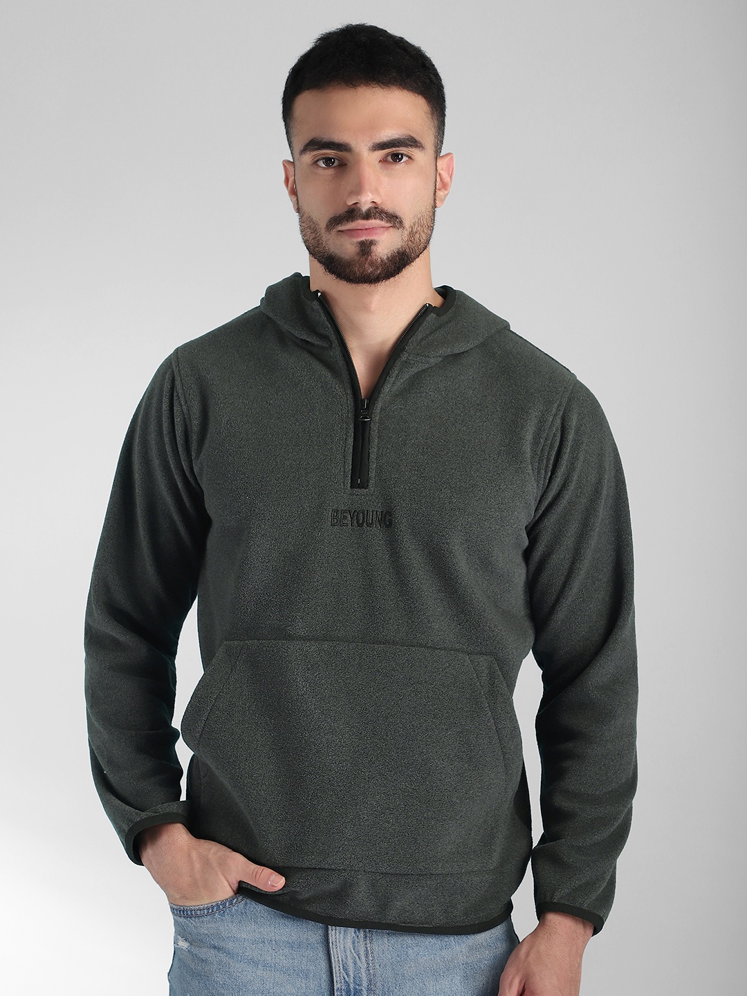 

Beyoung Men Hooded Sweatshirt, Grey