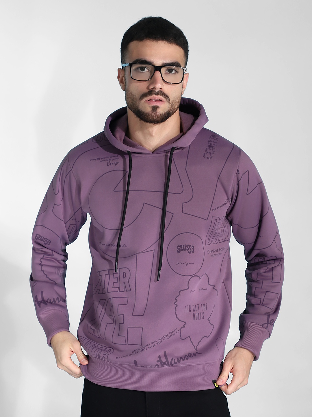 

Beyoung Men Abstract Printed Sweatshirt, Purple