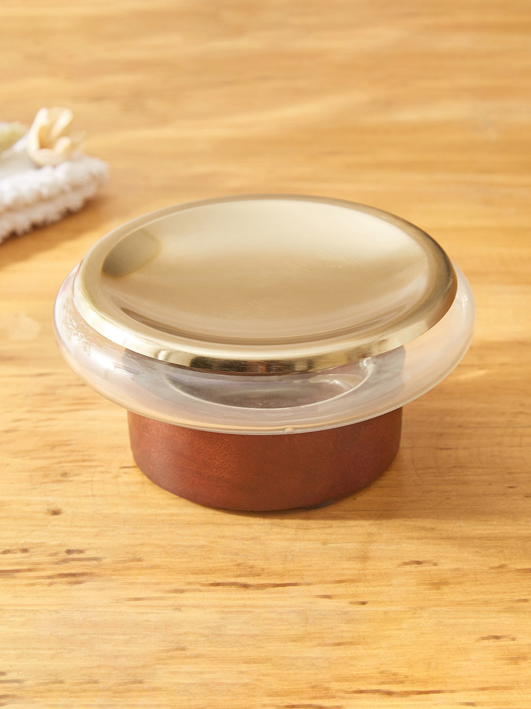 

Home Centre Brown Solid Wood Soap Dish