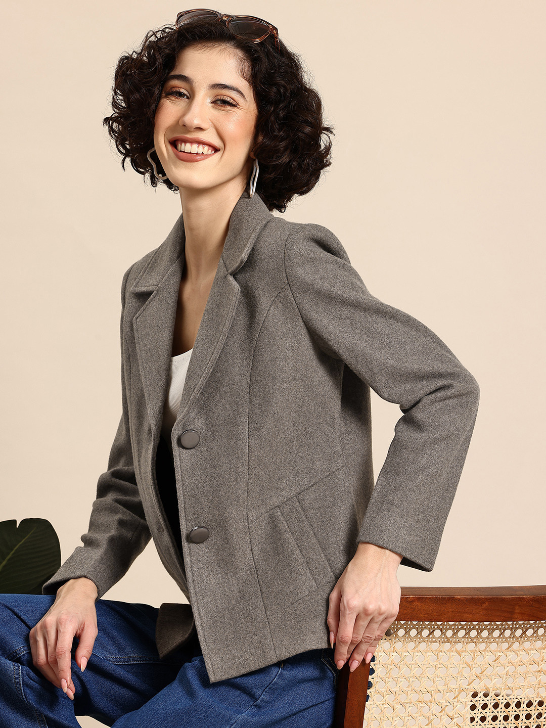 

Mast & Harbour Single-Breasted Casual Blazer, Grey