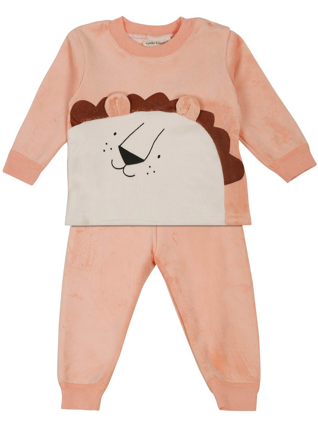 

LITTLE GINNIE Kids sweatshirt With Trouser Clothing Set, Peach