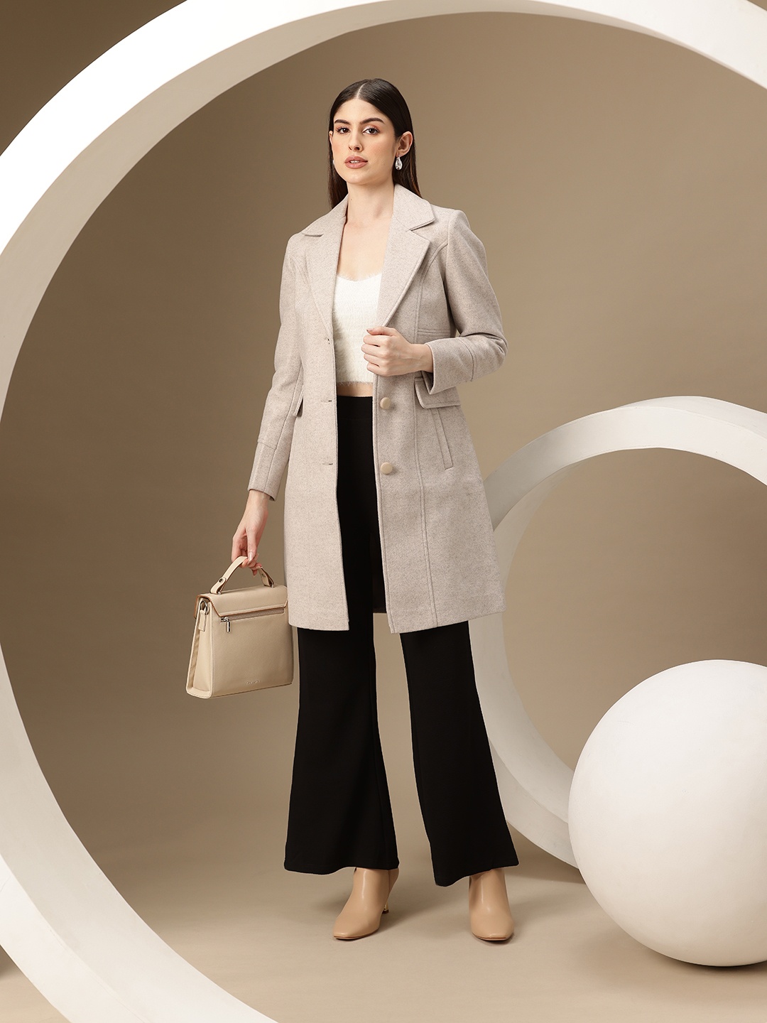 

Chemistry Single-Breasted Longline Overcoat, Off white
