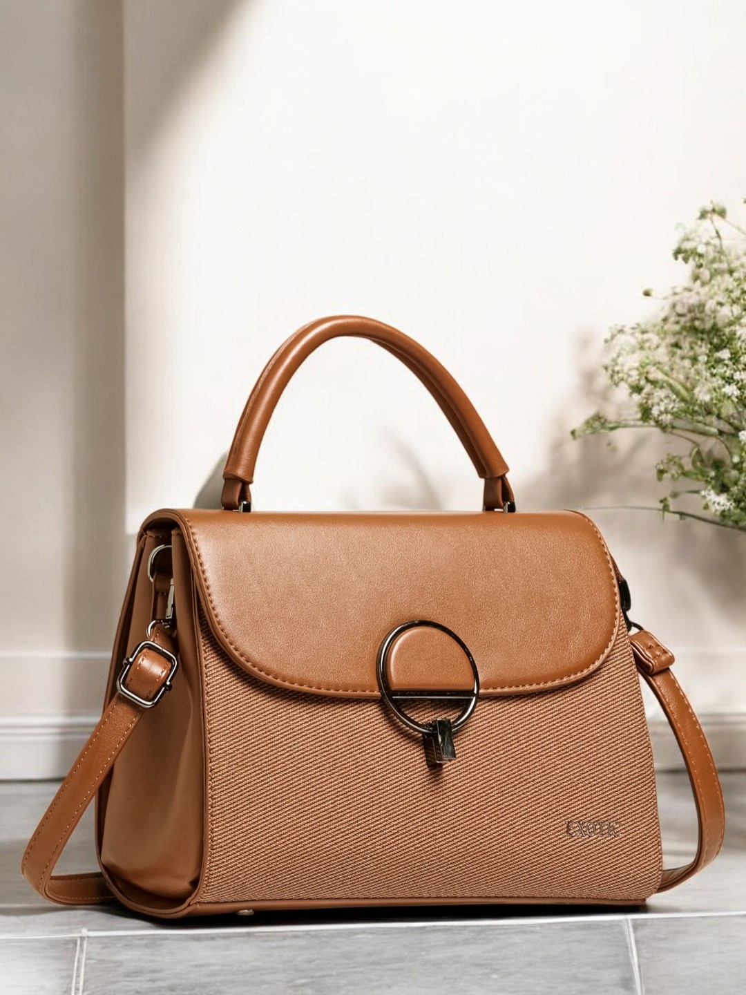 

Exotic PU Swagger Shoulder Bag, Brown