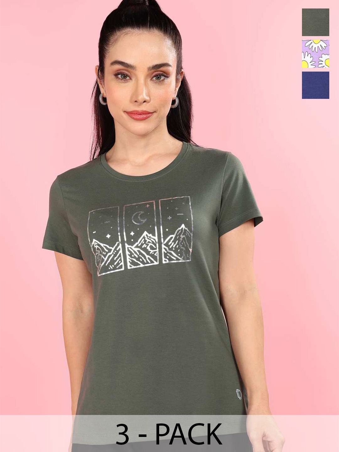 

Dollar Women Typography 3 Printed Cowl Neck T-shirt, Multi