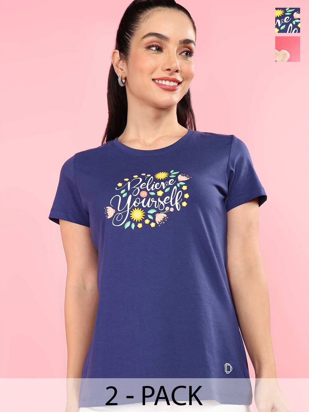 

Dollar Women Typography 2 Printed Cowl Neck T-shirt, Multi