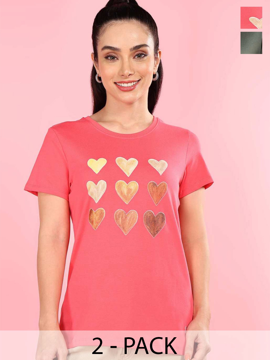 

Dollar Women Typography 2 Printed Cowl Neck T-shirt, Multi