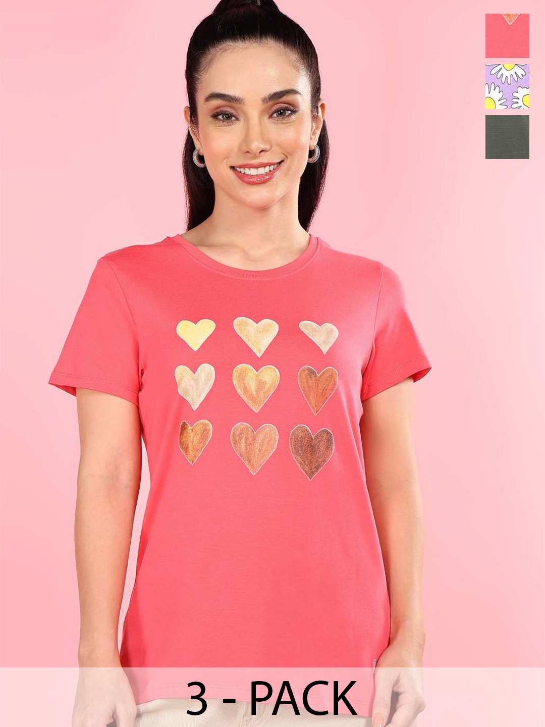 

Dollar Women Typography 3 Printed Cowl Neck T-shirt, Multi