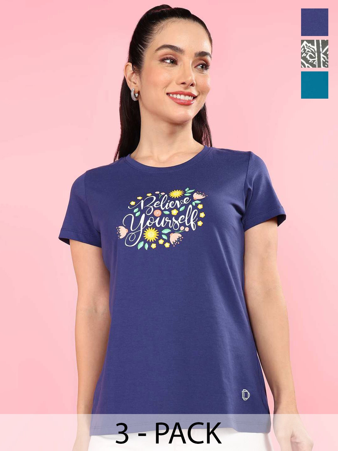 

Dollar Women 3 Printed Cowl Neck T-shirt, Multi