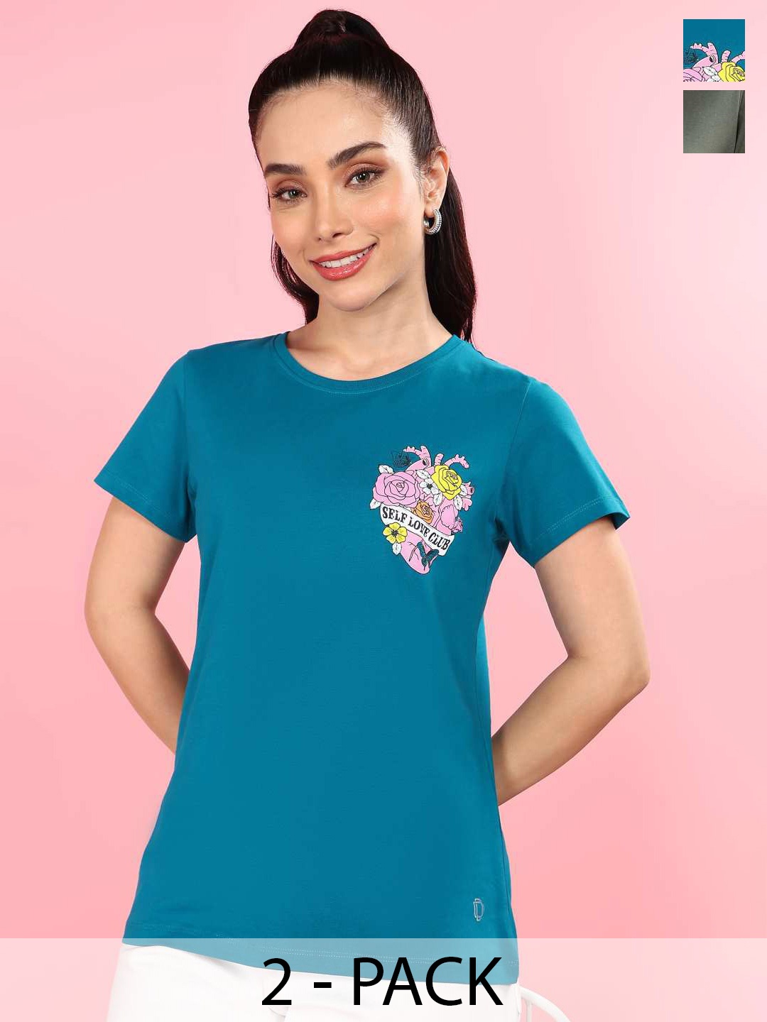 

Dollar Women 2 Printed Cowl Neck T-shirt, Multi