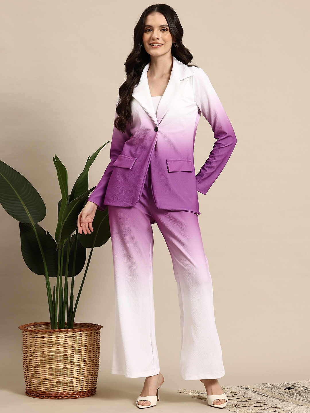 

Mast & Harbour Dyed Blazer & Trouser Co-Ord Set, Purple