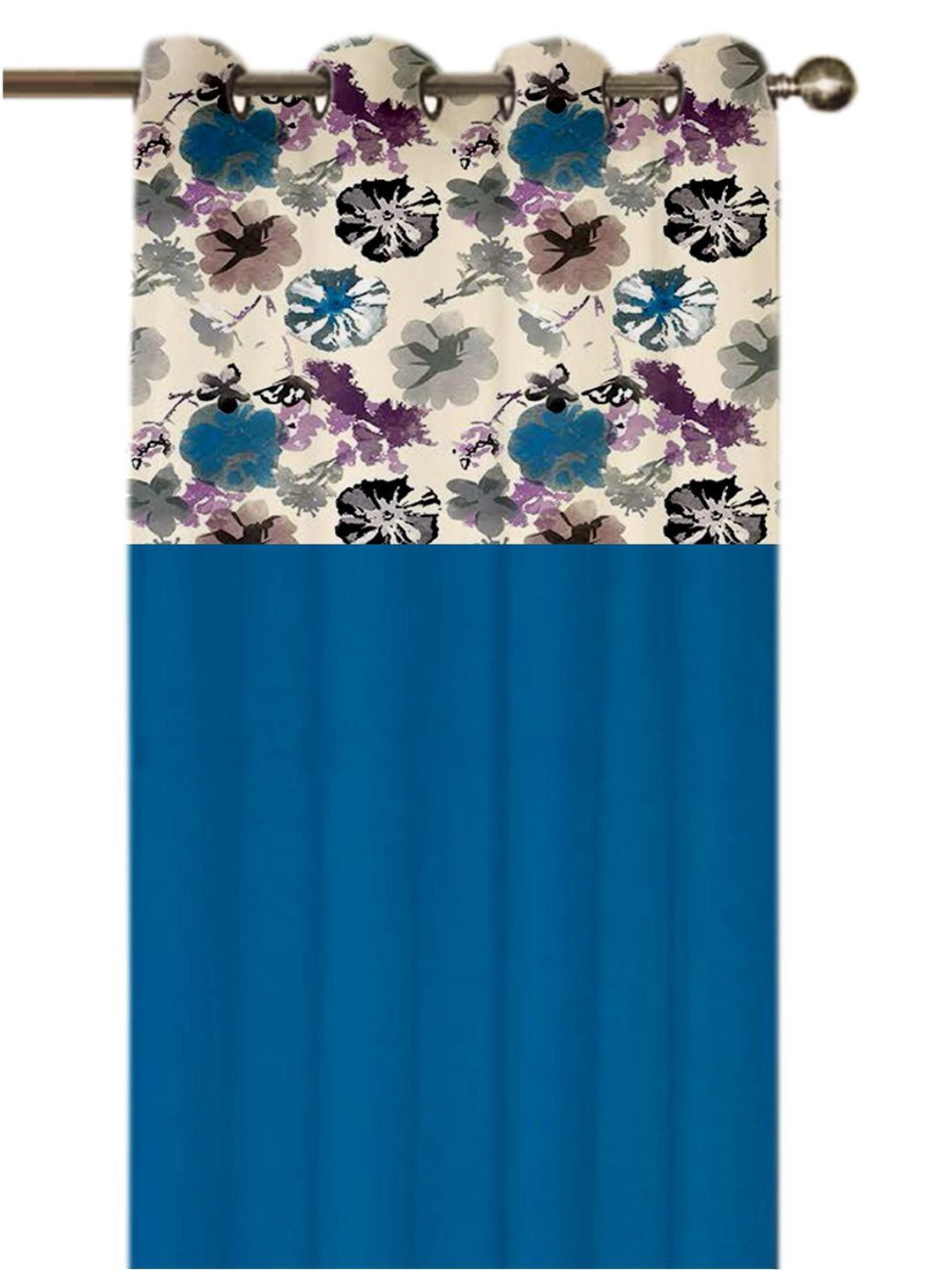 

Lushomes Blue & Cream-Coloured Floral Window Curtain