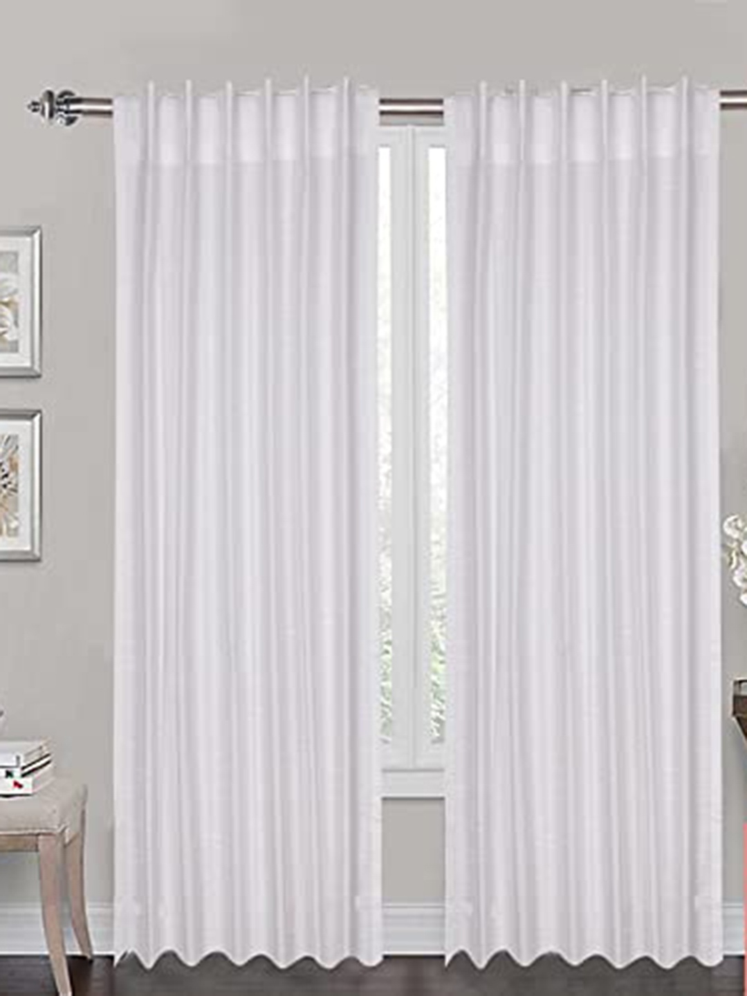 

Lushomes White Set of 2 Black Out Window Curtain