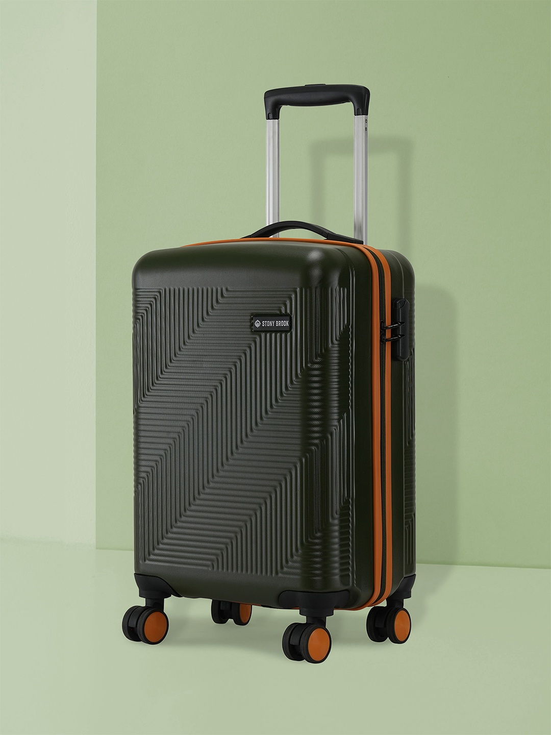 

Stony Brook by Nasher Miles Echo Hard-Sided Polycarbonate Cabin Trolley Bag 44 L, Olive