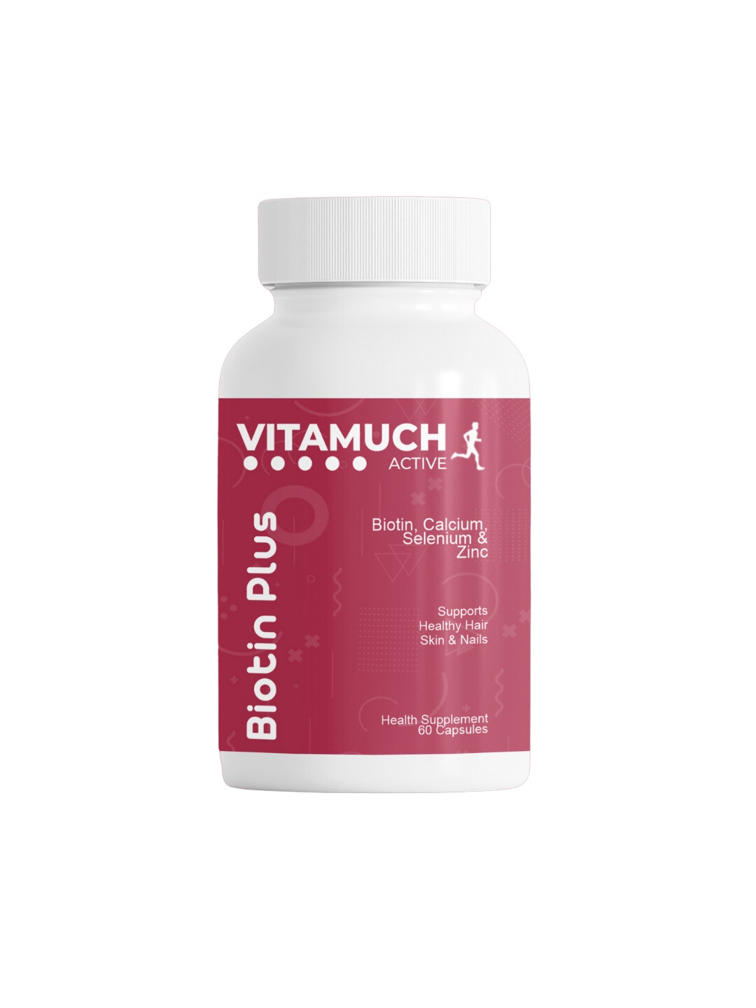 

Vitamuch Active Biotin Plus Capsules With Calcium Zinc For Hair Skin & Nails - 60 Softgel, White