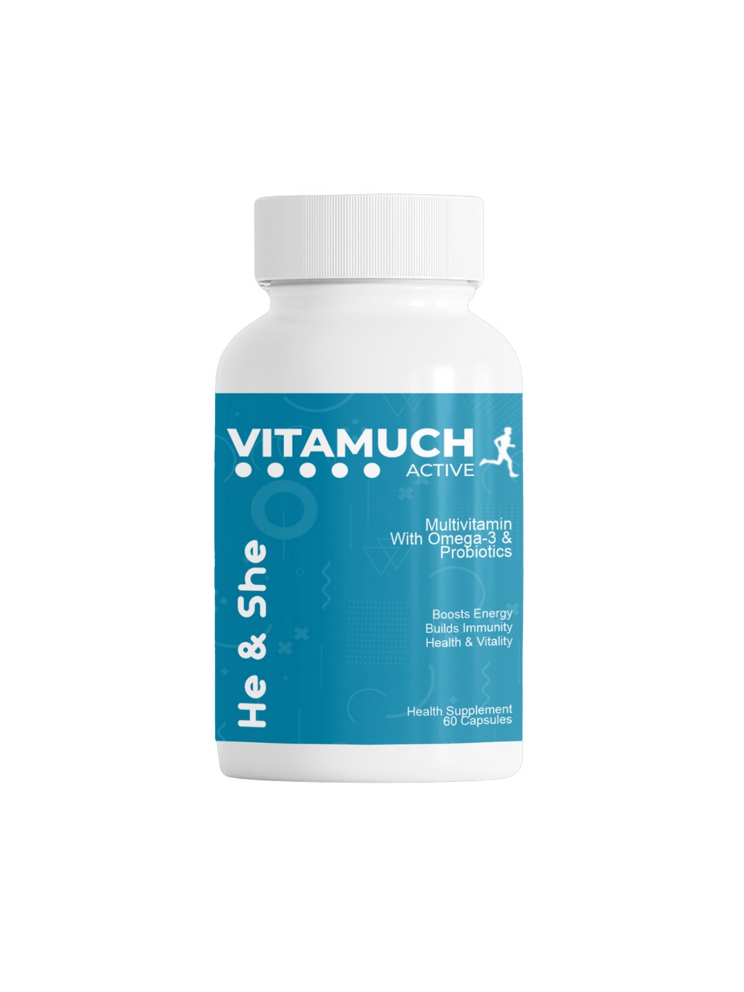 

Vitamuch Active He & She Multivitamin Capsules For Immunity - 60 Soft Gels, White