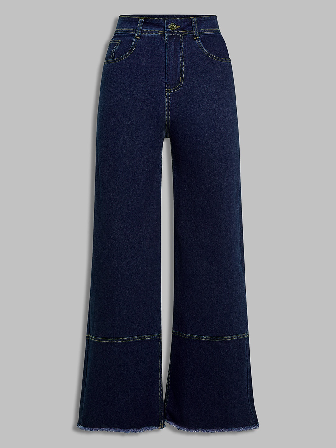 

Miss Chase Women Wide Leg High-Rise Stretchable Jeans, Blue