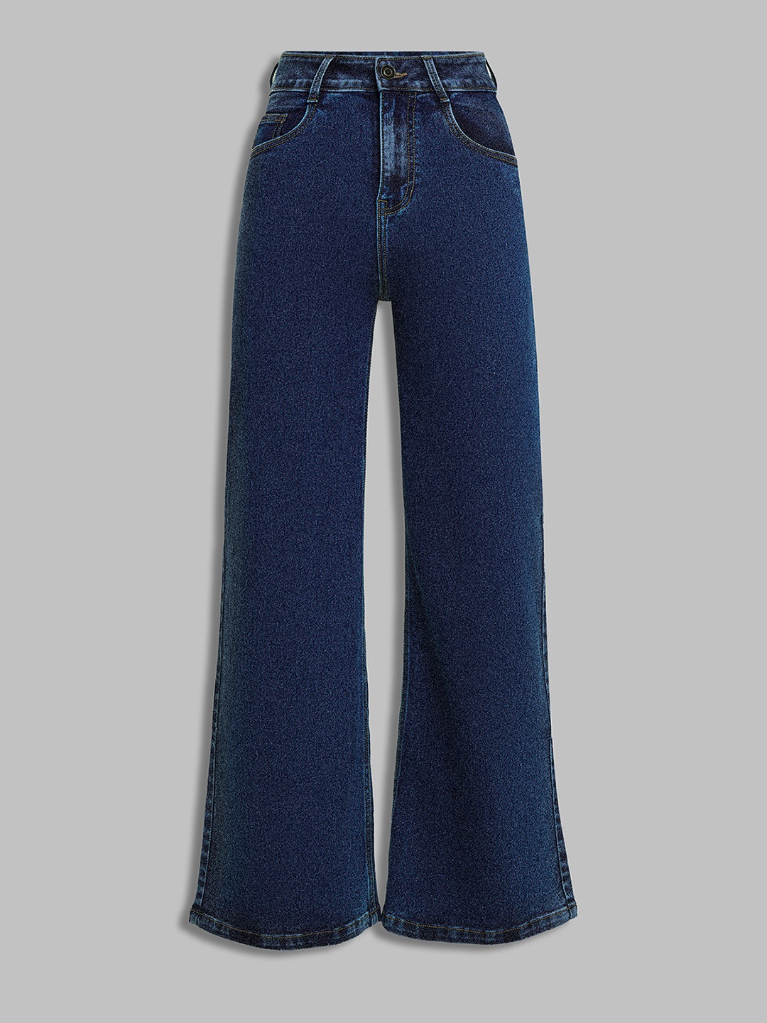 

Miss Chase Women Wide Leg High-Rise Stretchable Jeans, Blue