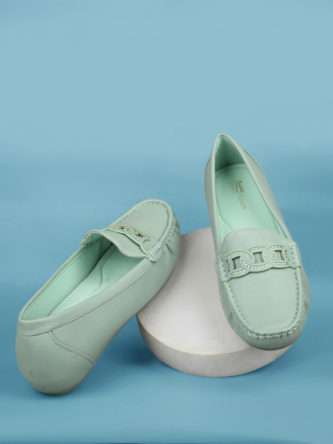 

Bata Women Slip-On Loafers, Green