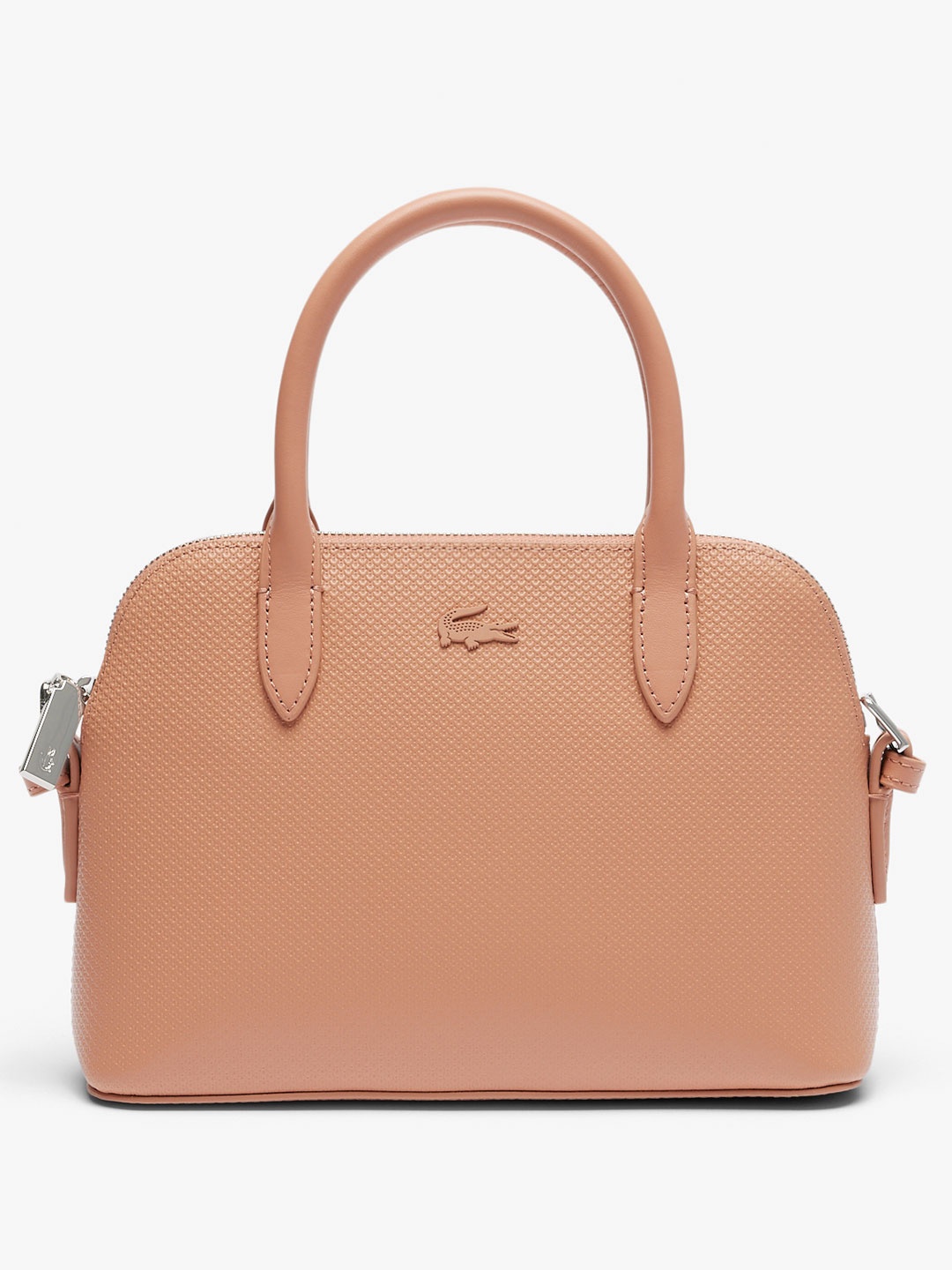 Lacoste Leather Shopper Handheld Bag with Quilted, Grey