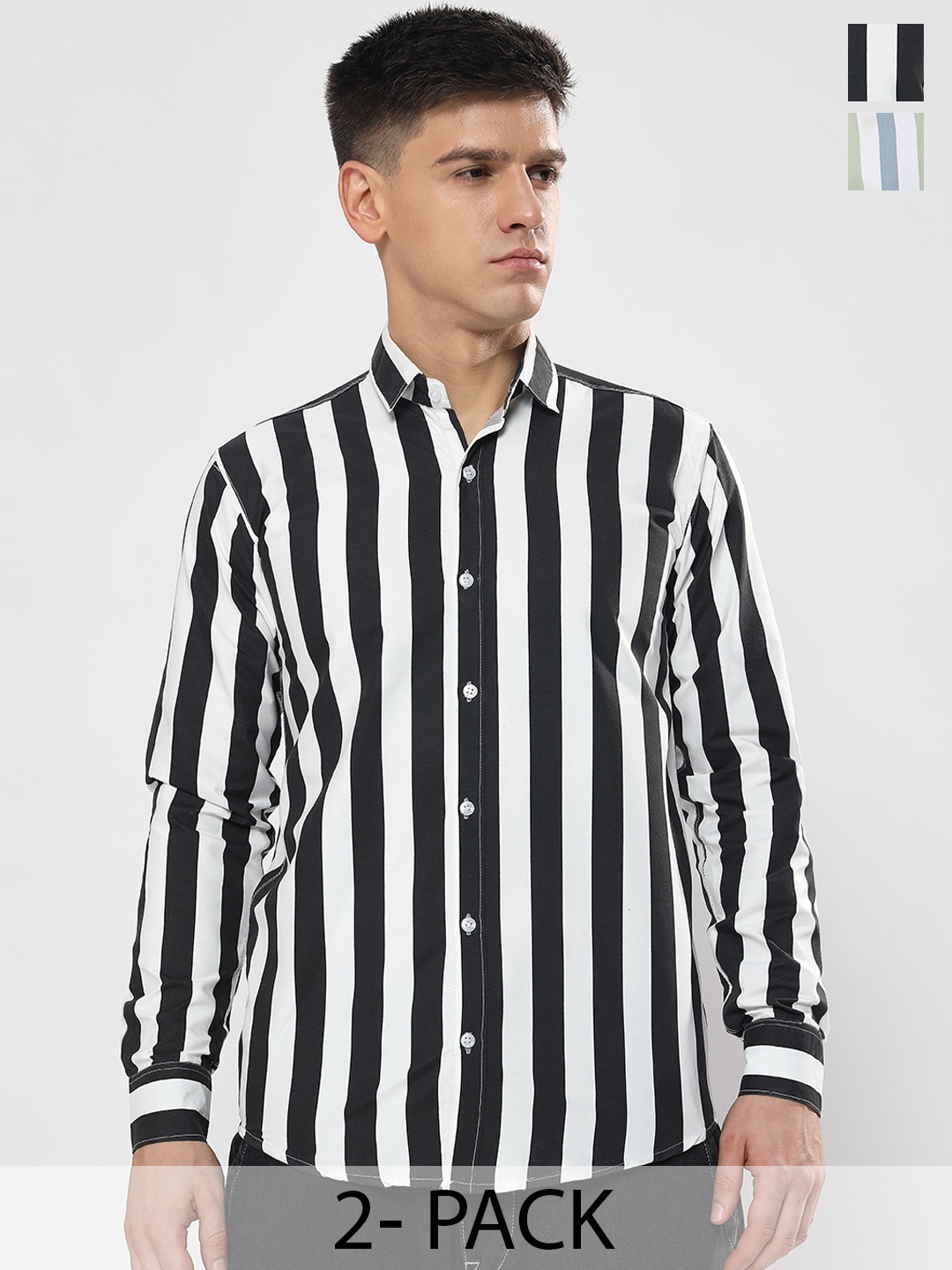 

YOUTH FIRST Men Premium Opaque Striped Casual Shirt, Black