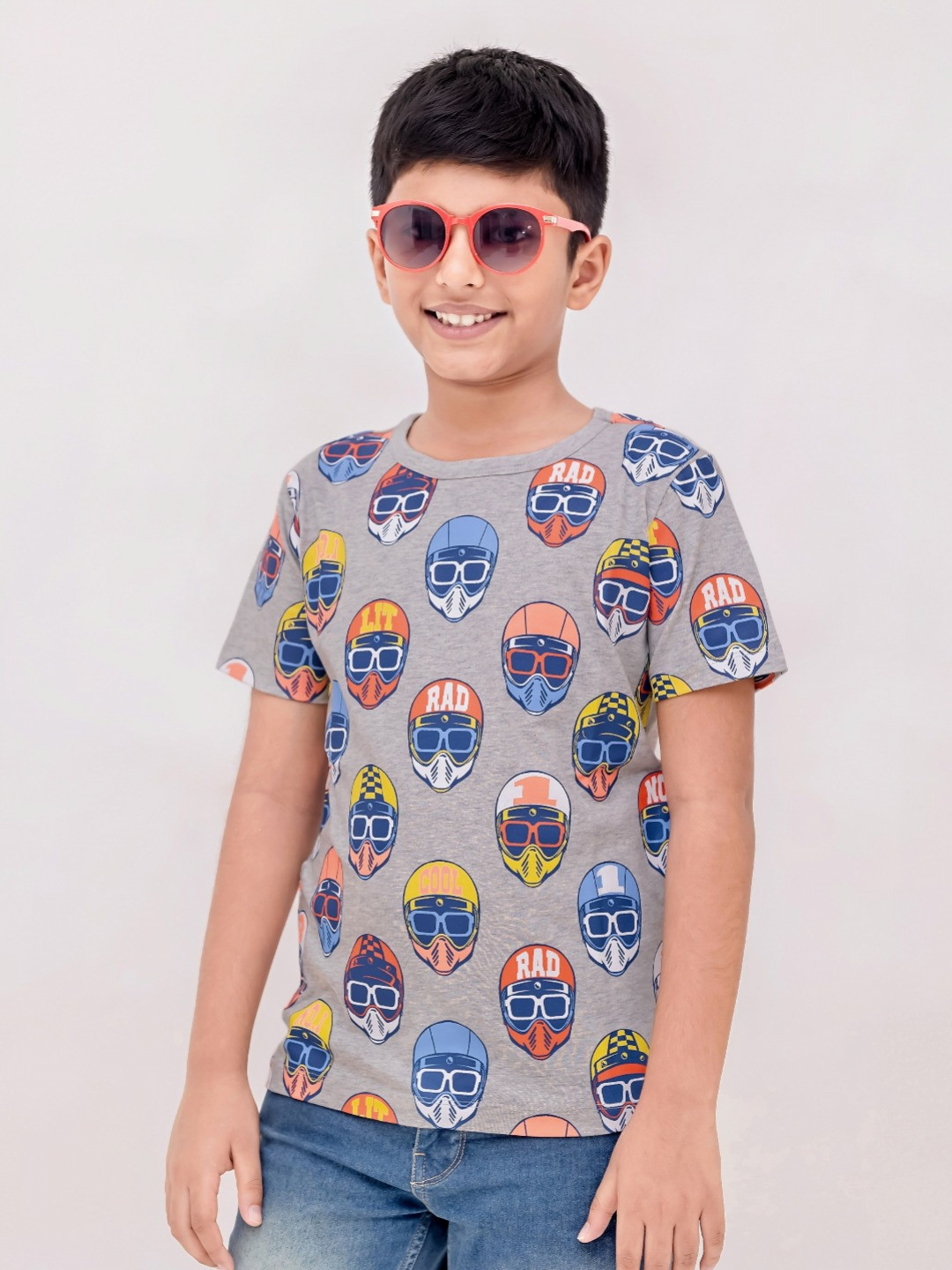 

LAdore Kids Sports Printed Pure Cotton T-shirt, Grey