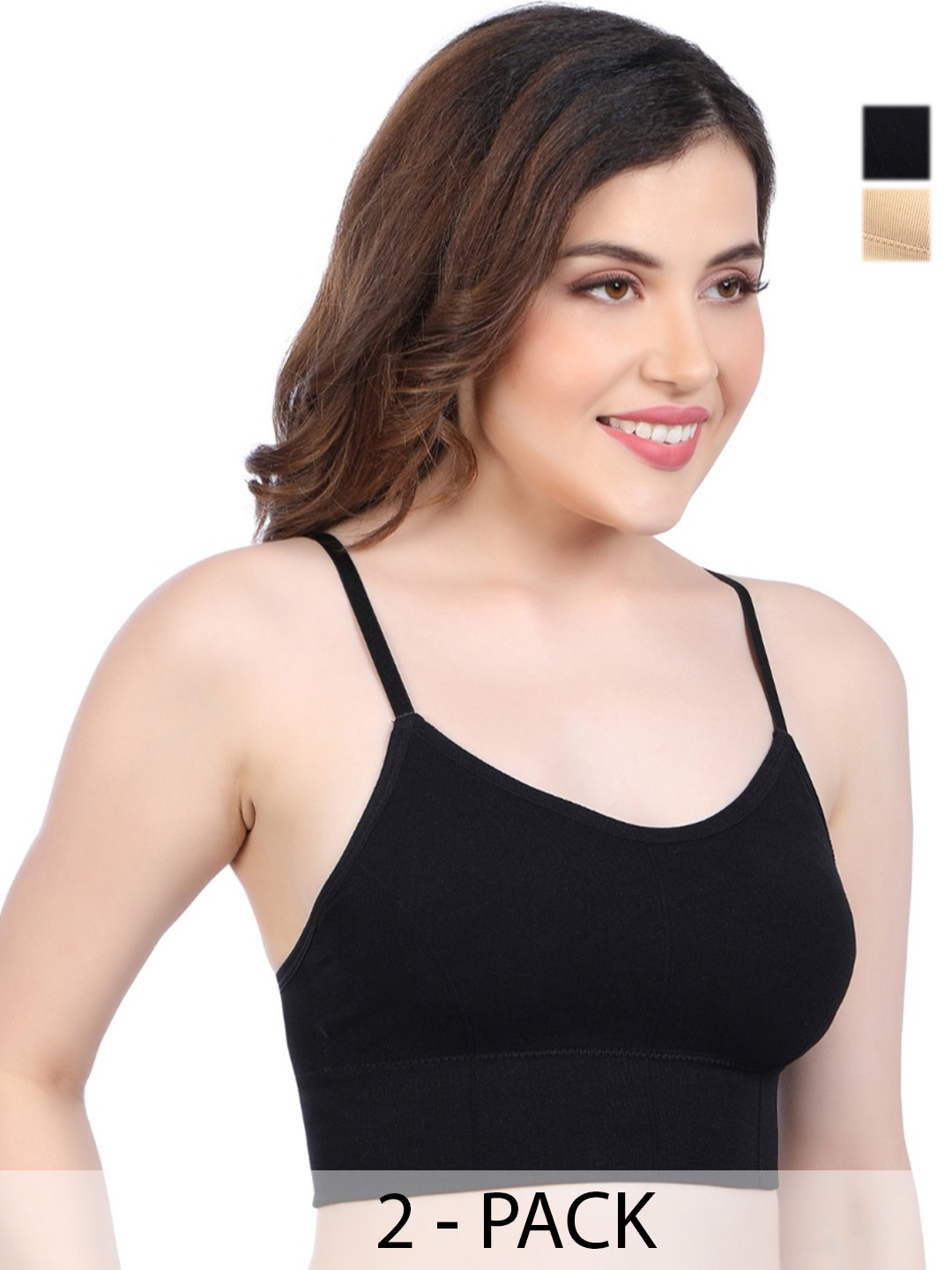 

SHOPPY VILLA Women Pack Of 2 Full Coverage Lightly Padded Cotton Bra, Black