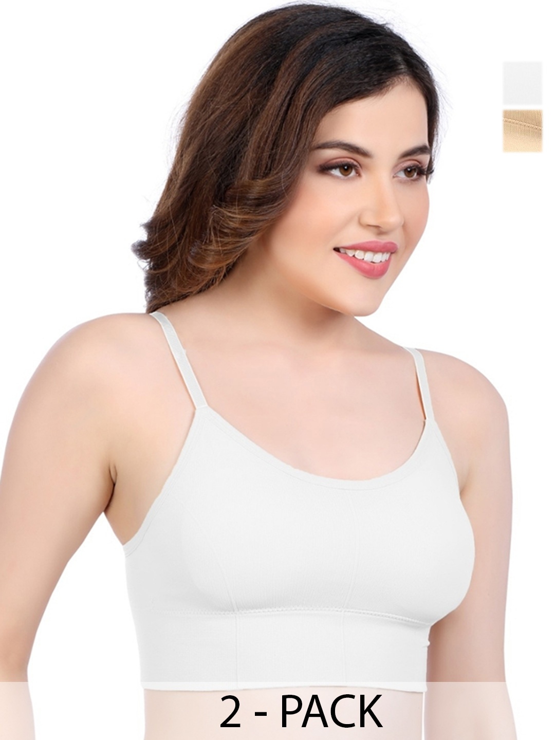 

SHOPPY VILLA Women Pack of 2 Seamless Full Coverage Lightly Padded Bra, White