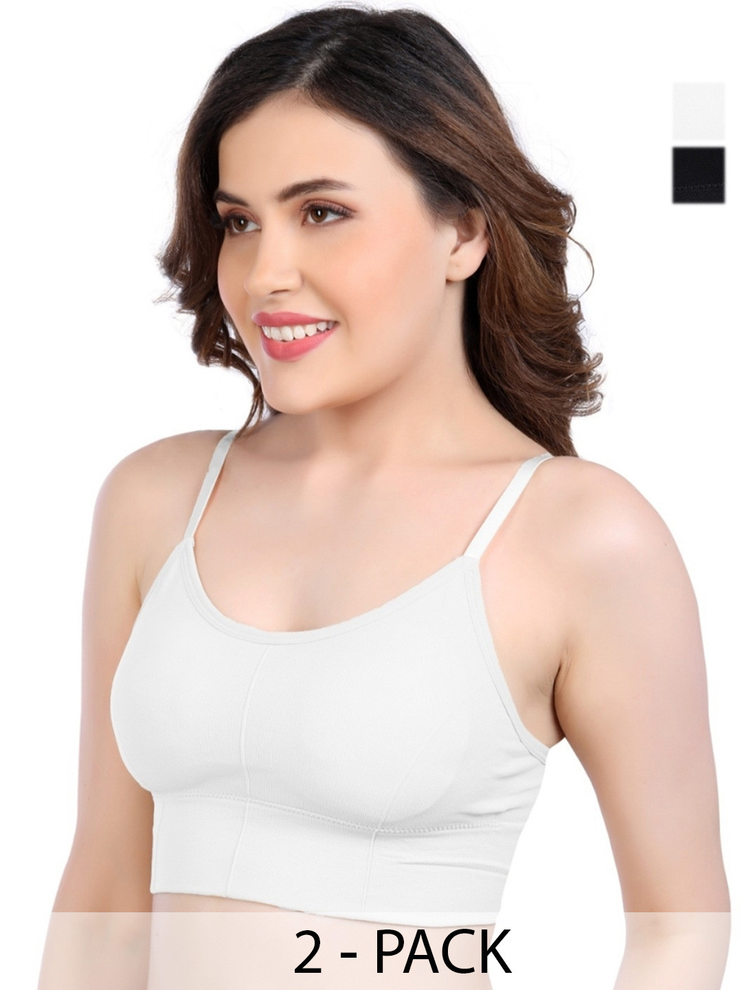 

SHOPPY VILLA Women Pack of 2 Bra Full Coverage Lightly Padded and Non-Wired Bra, Black