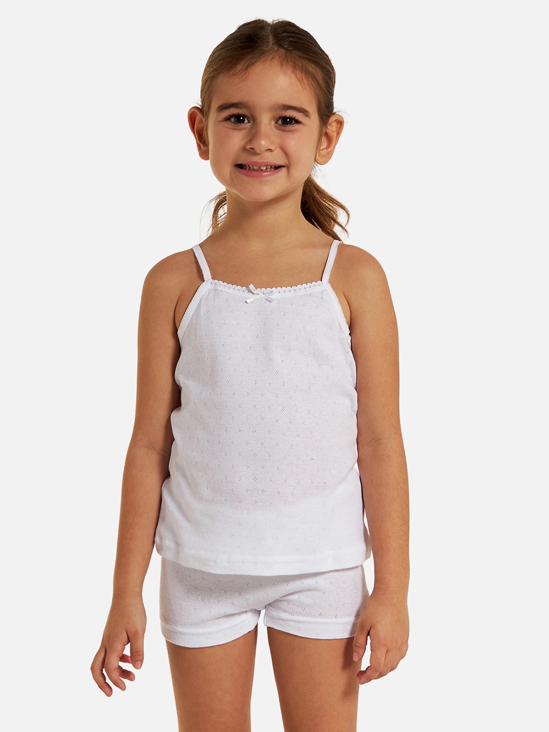 

Juniors by Babyshop Girls Pure Cotton Printed Night suit, White