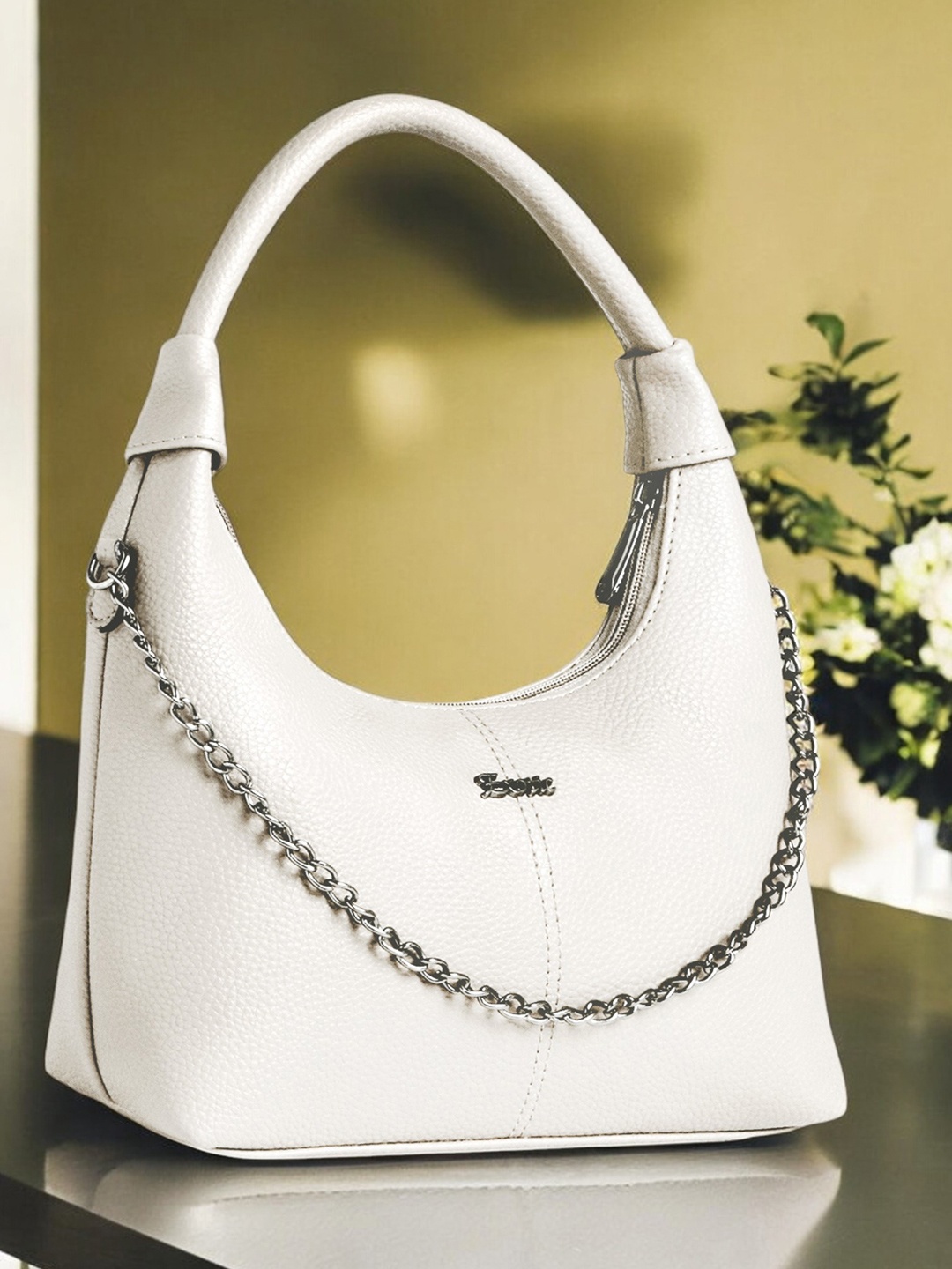 

Exotic Textured Swagger Sling Bag, Off white