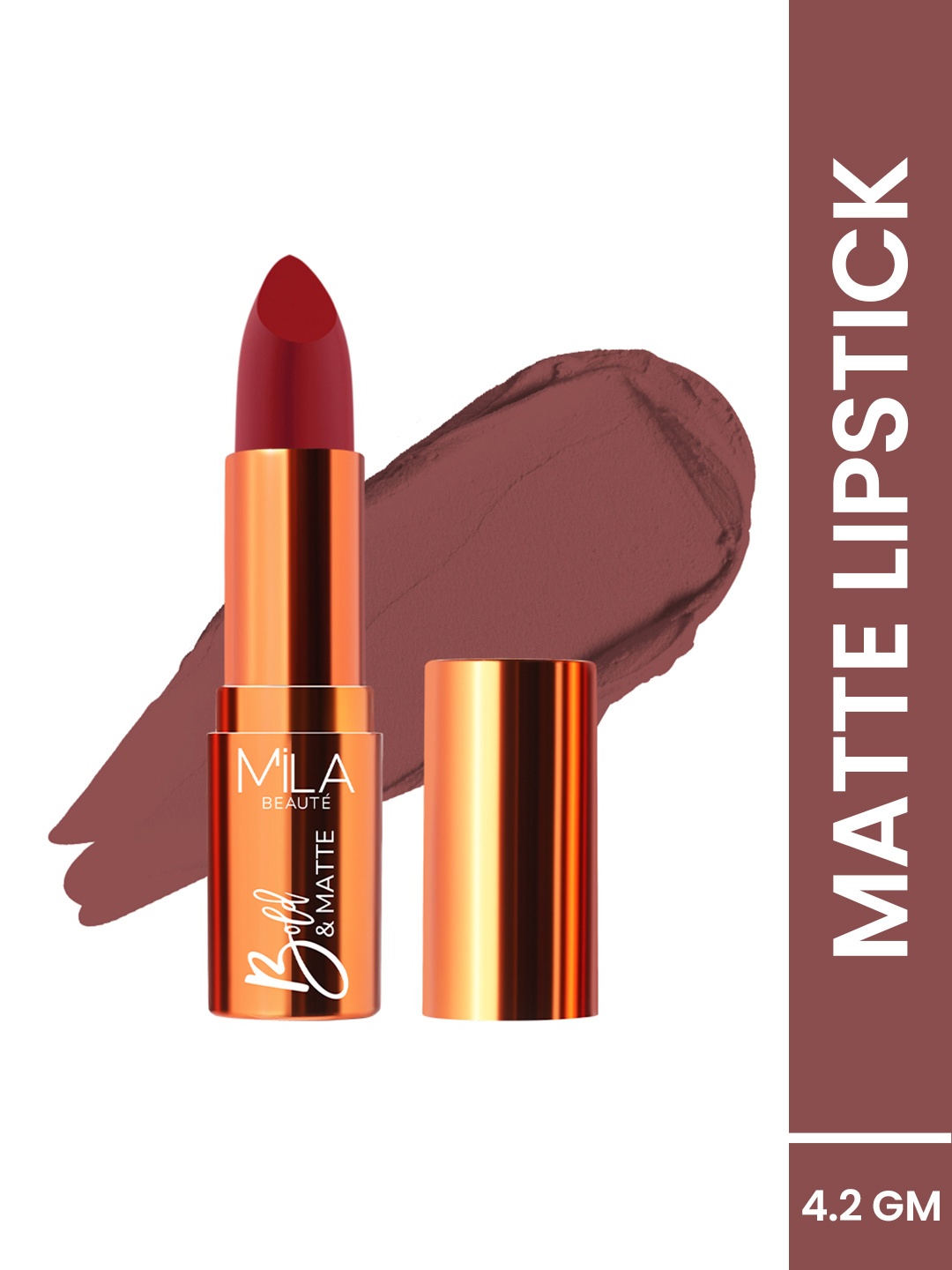 

MILA BEAUTE Bold & Matte Lipstick With Jojoba Oil - 4.2 g - Wood Spice 22, Maroon