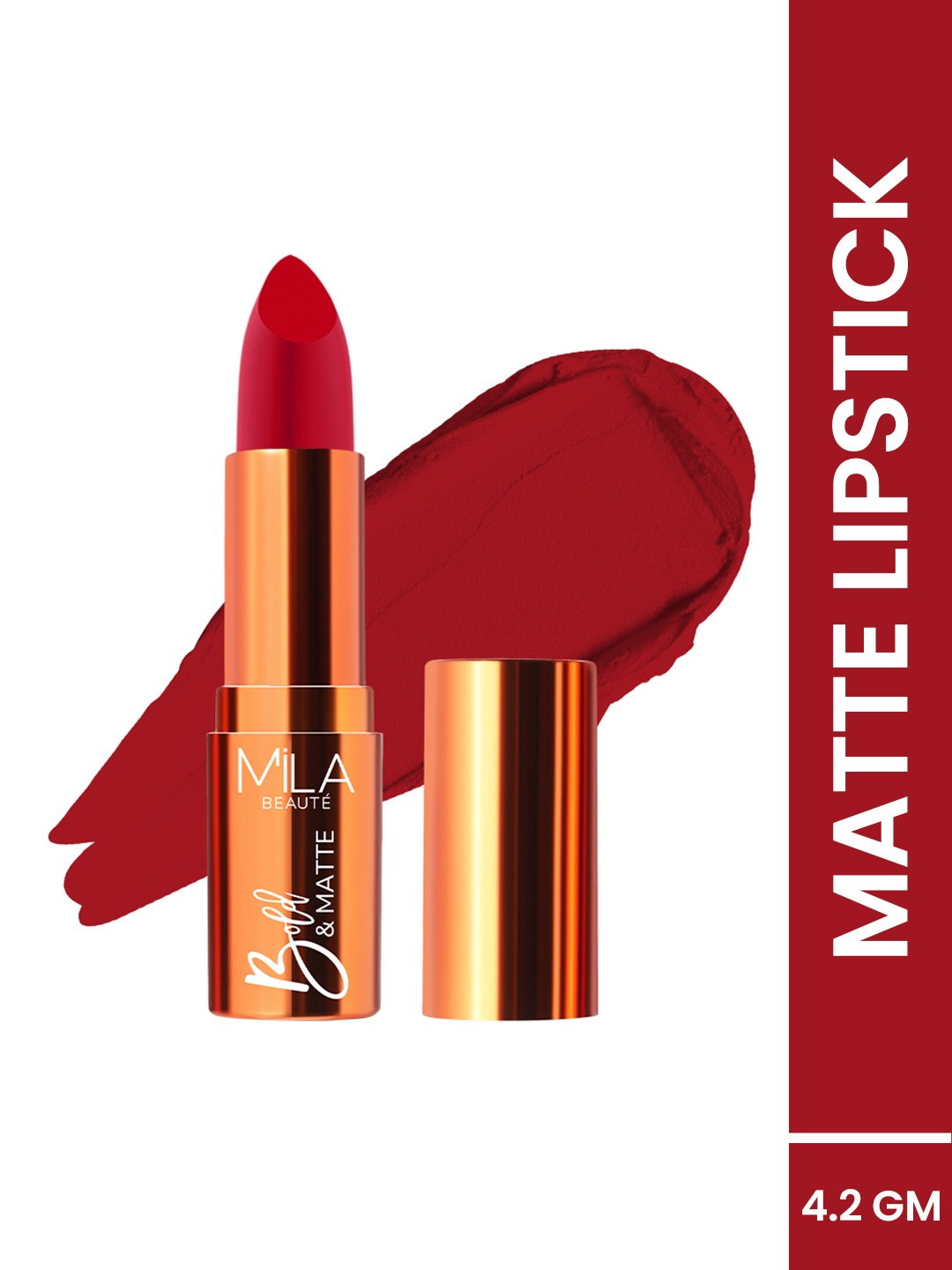 

MILA BEAUTE Bold & Matte Bullet Lipstick With Jojoba Oil - 4.2 g - Scarlet Seducation 02, Maroon