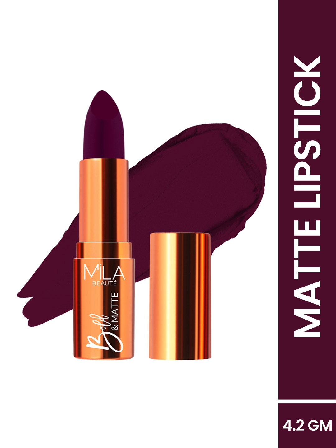 

MILA BEAUTE Bold & Matte Finish Lipstick With Jojoba Oil - 4.2 g - Toxic Love - 16, Purple