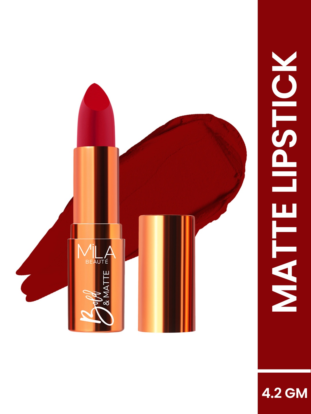 

MILA BEAUTE Bold & Matte Lipstick With Jojoba Oil - 4.2 g - Fiery Fashion 03, Red