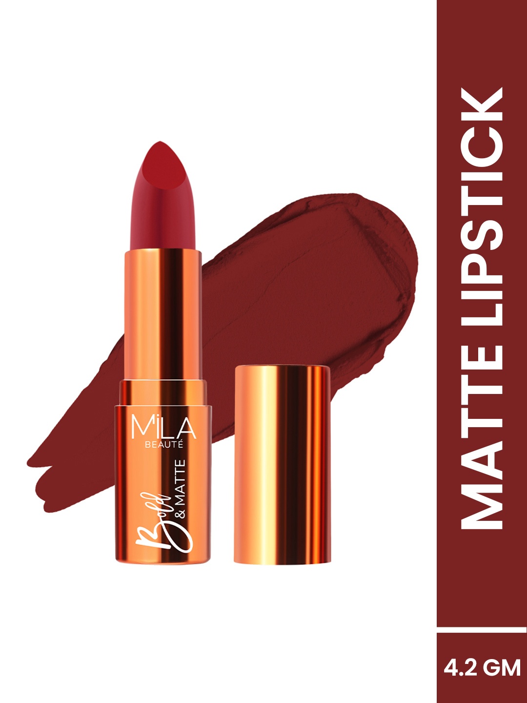 

MILA BEAUTE Bold & Matte Lipstick With Jojoba Oil - 4.2 g - Toasted 23, Maroon