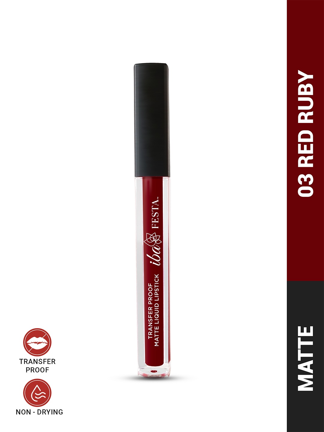 

Iba Festa Transfer Proof Matte Liquid Lipstick With Vitamin E - 5 ml - Red Ruby 03