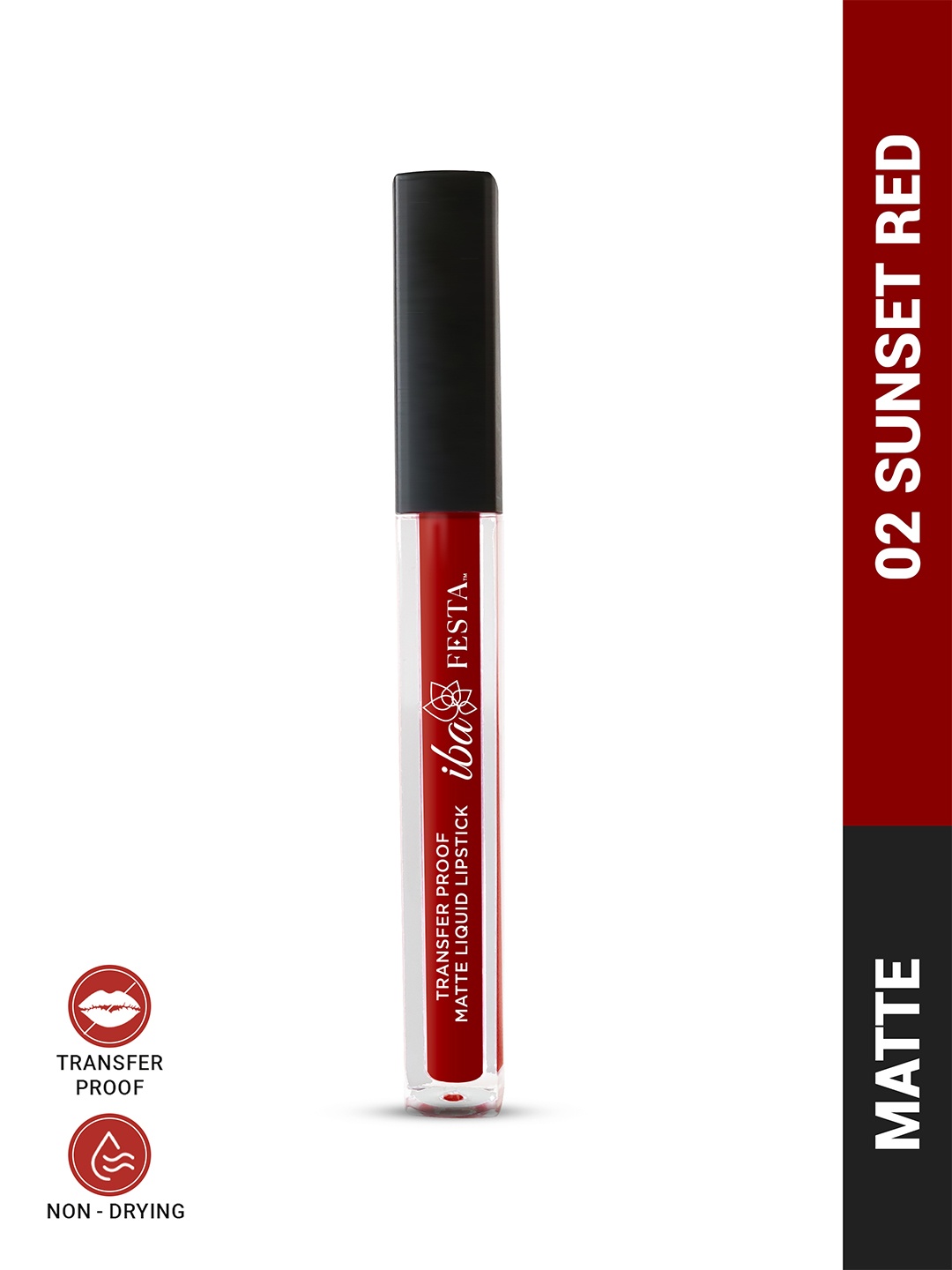 

Iba Festa Transfer Proof Matte Liquid Lipstick With Vitamin E - 5 ml - Sunset Red 02