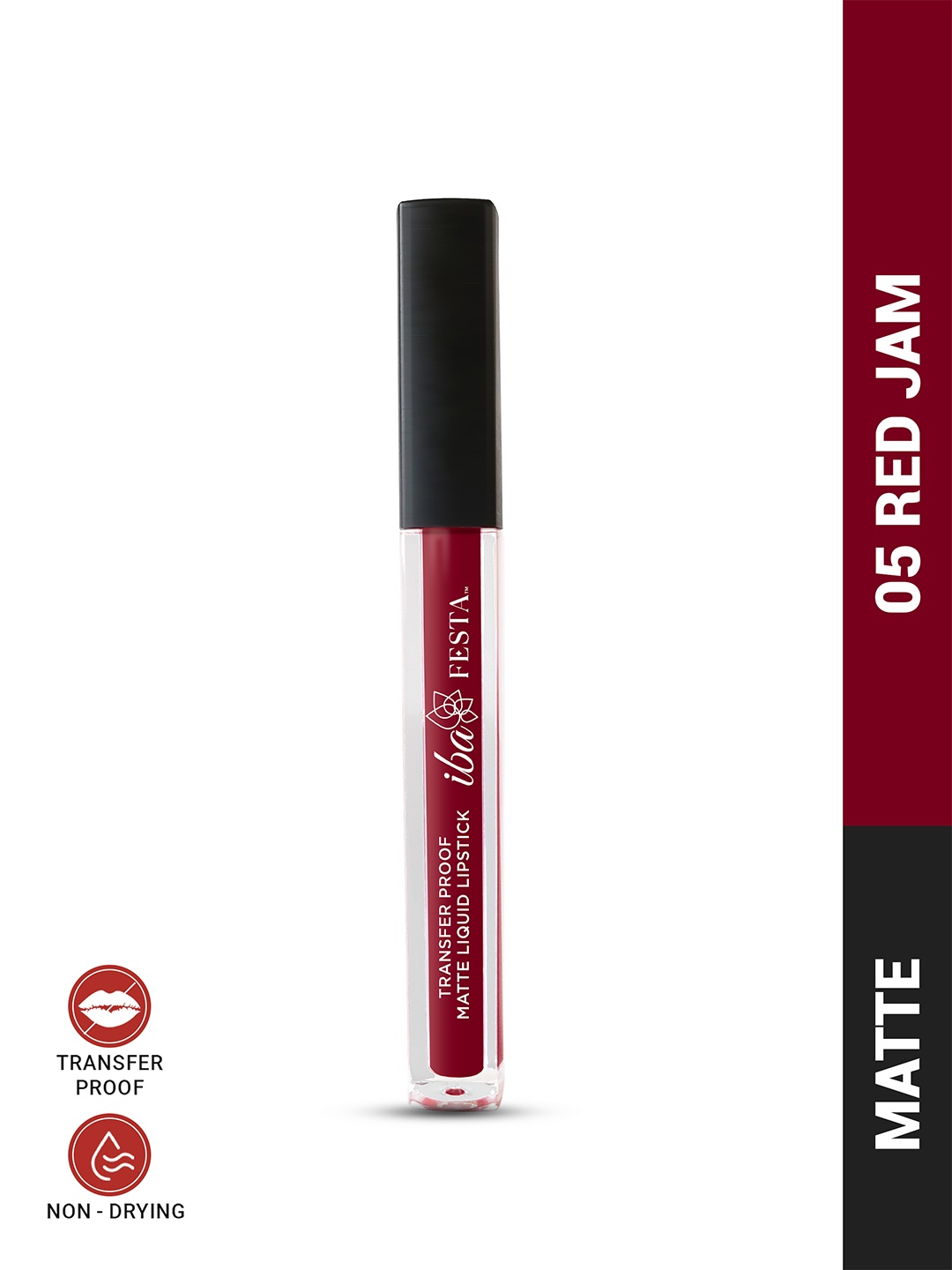 

Iba Festa Transfer-Proof Matte Liquid Lipstick With Vitamin E 5 ml - Red Jam 05