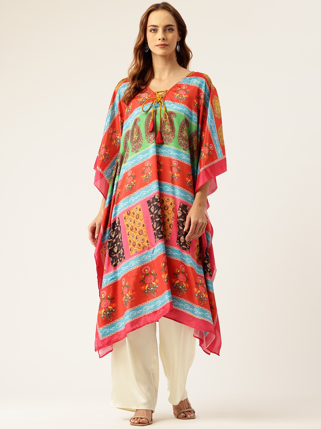 

Molcha Ethnic Motifs Printed Flared Sleeves Kaftan Kurta, Multi
