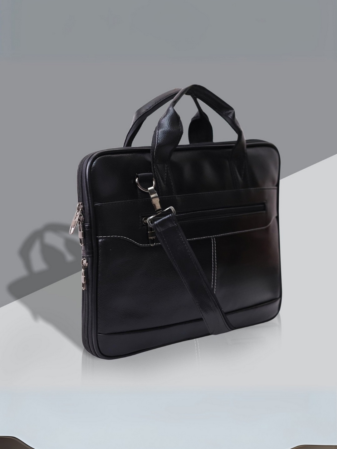 

Martucci Men Synthetic Detachable Sling Strap Laptop Bag, Black