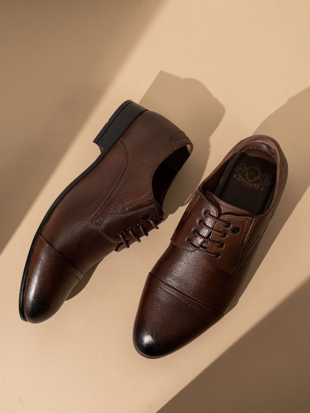 

ATESBER by Inc.5 Men Leather Round Toe Formal Derbys, Tan