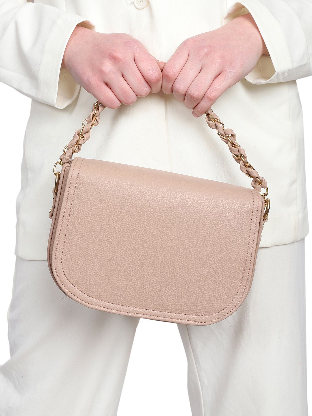 

MINI WESST Structured Handheld Bag with Bow Detail, Beige