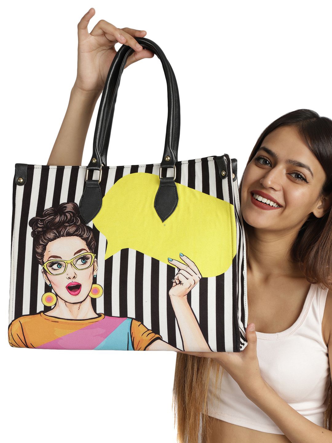 

MINI WESST Printed Swagger Tote Bag with Applique, Multi