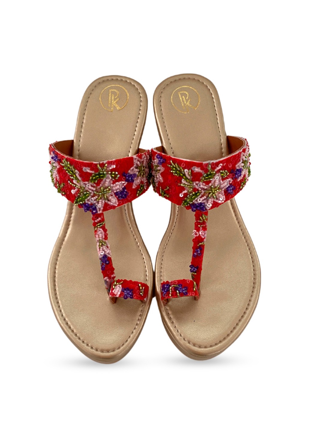 

Preet Kaur Women Embellished Open Toe Wedge, Red