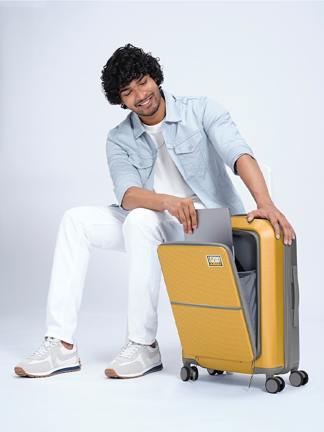 

Urban Jungle Front open Hard-Sided Cabin Trolley Bag, Yellow