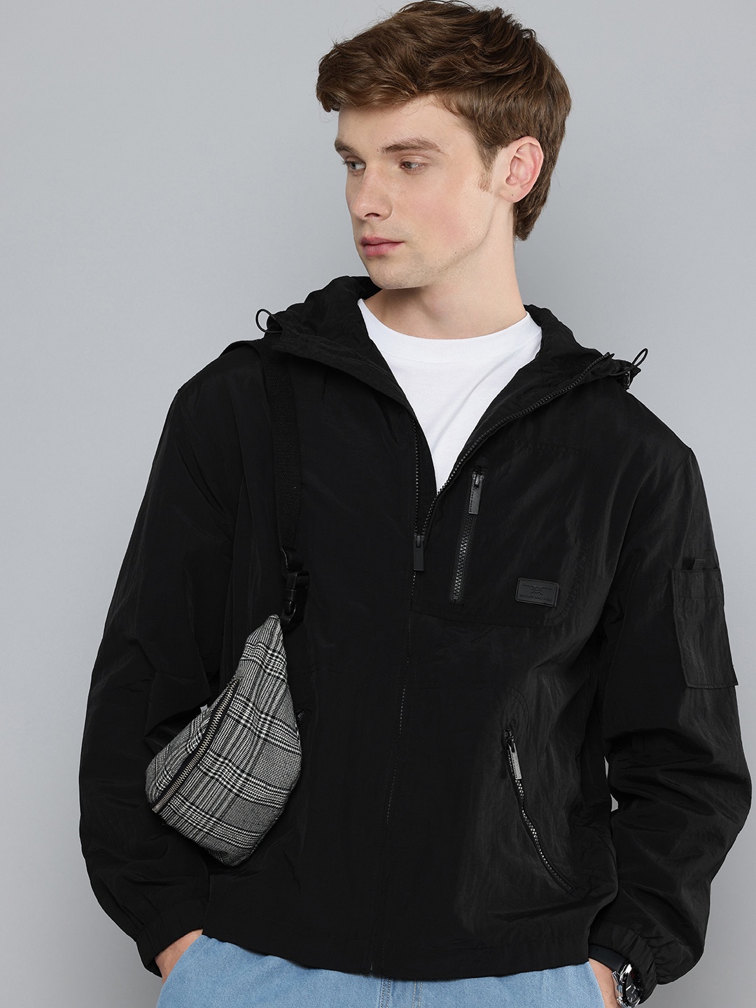 

Flying Machine Hooded Tailored Jacket, Black