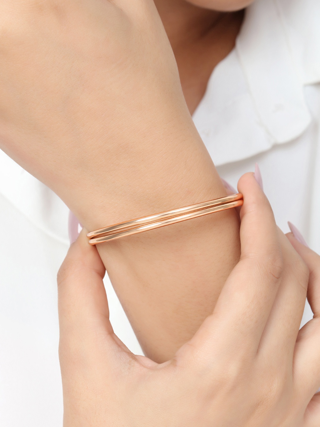 

Zavya Set Of 2 Rose Gold-Plated 925 Sterling Silver Bangles